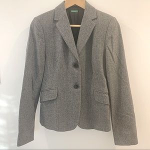 United Colors of Benetton Grey Herringbone Wool Blazer